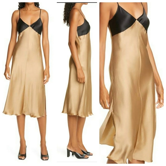 ATM Contrast Detail Silk Satin Slipdress - Picture 4 of 10